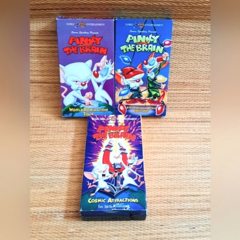 Pinky And The Brain- Christmas, Cosmic Attractions, World Domination Tour- VHS